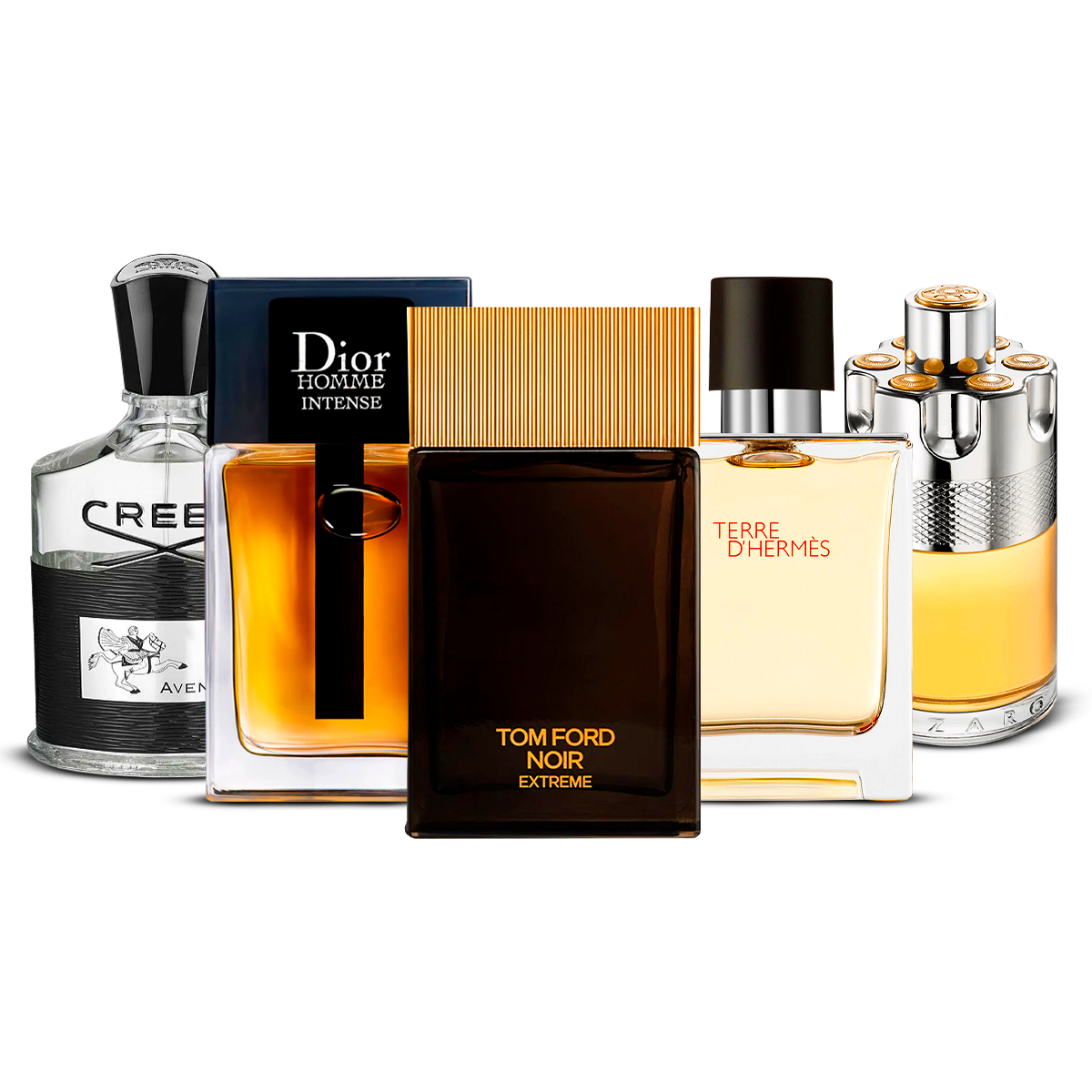 Sada 5 Parfémů – Creed Aventus, Dior Homme Intense, Tom Ford Noir Extrême, Terre d'Hermès i Azzaro Wanted [100 ml každý]